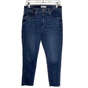 LOFT The Curvy Skinny Blue Jeans With Raw Hem  Petite 30/10